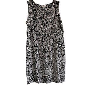 Charter Club Size 0X  Sleeveless Black NWhite Paisley Dress Nylon Spandex